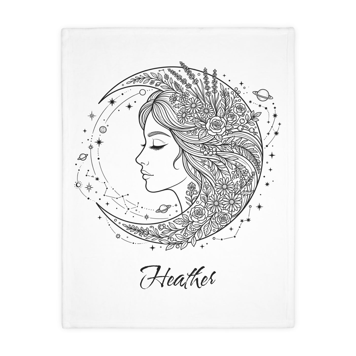 Whimsigoth Moon Magic Personalized White Throw | Celestial Goddess Gift