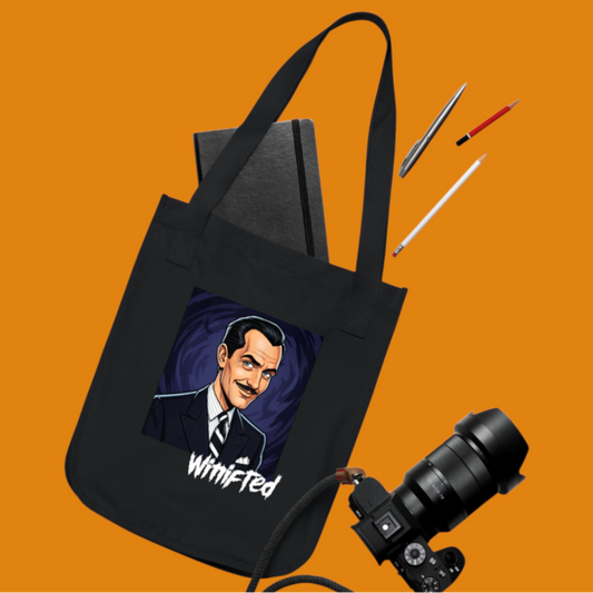 Vincent Price 100% organic cotton tote bag featuring custom art designed in The Fright Factory New Orleans.