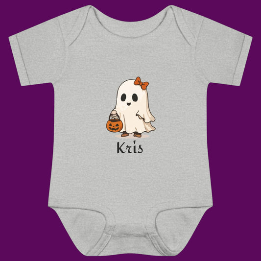 Personalized Ghost Baby Girl Bodysuit | Infant First Halloween Costume