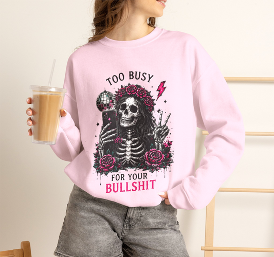 Personalized Goth Skeleton Flower Crown Sweatshirt | Retro Spooky Apparel