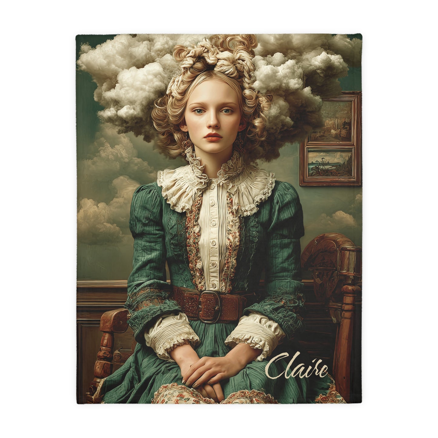 Custom Renaissance Portrait Fleece Blanket | Personalized Whimsigoth Home Decor