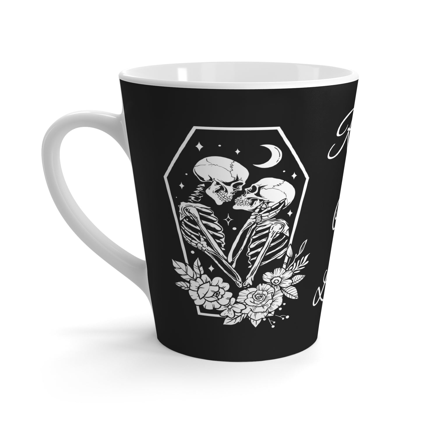 Gothic Skeleton Lovers Latte Mug | Custom Rest In Love Wedding Gift