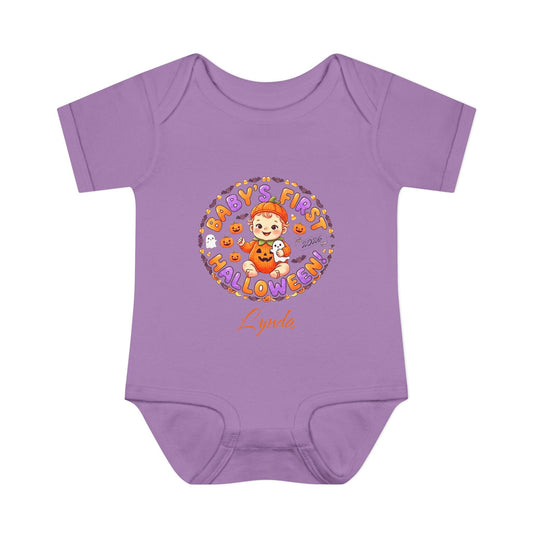 Baby's First Halloween Bodysuit | Custom Year & Name Pumpkin Infant Onesi