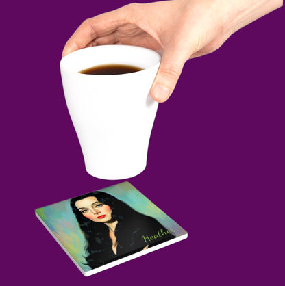 Morticia Addams Personalized Ceramic Coaster | Addams Family Gift