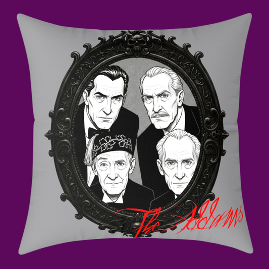 Personalized Frankenstein throw pillow with green vintage horror art by Rocket Hulsey, Fright Factory NOLA.