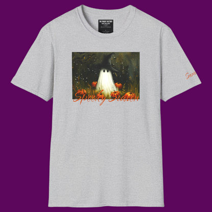 Spooky Season Ghost T-Shirt | Cute Ghost in Witch Hat Halloween Tee
