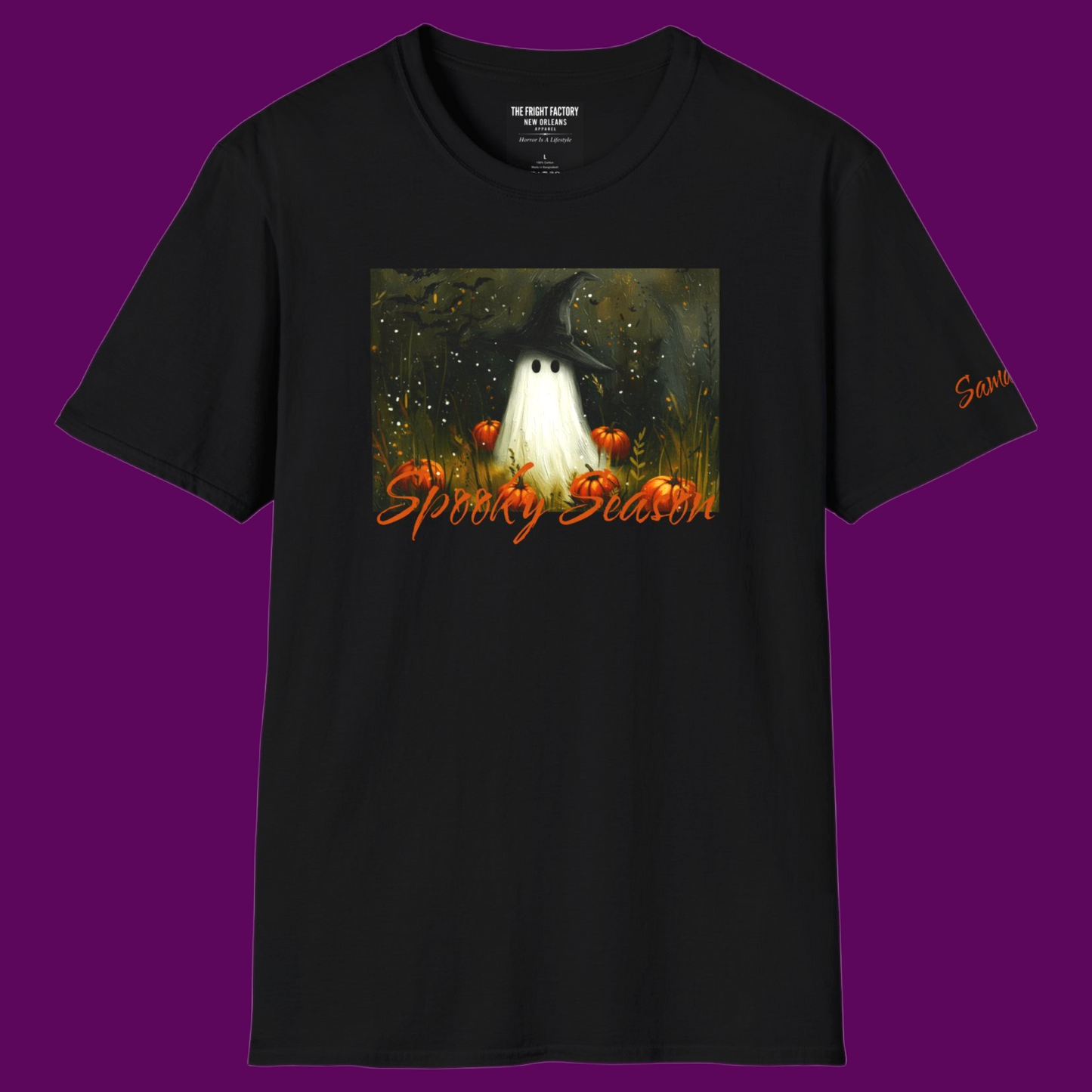Spooky Season Ghost T-Shirt | Cute Ghost in Witch Hat Halloween Tee