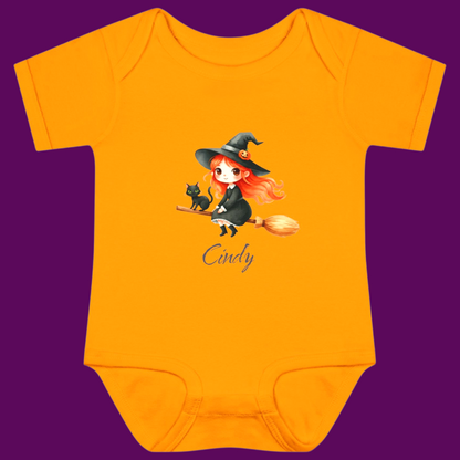 Personalized Little Witch Baby Bodysuit | Baby's First Halloween
