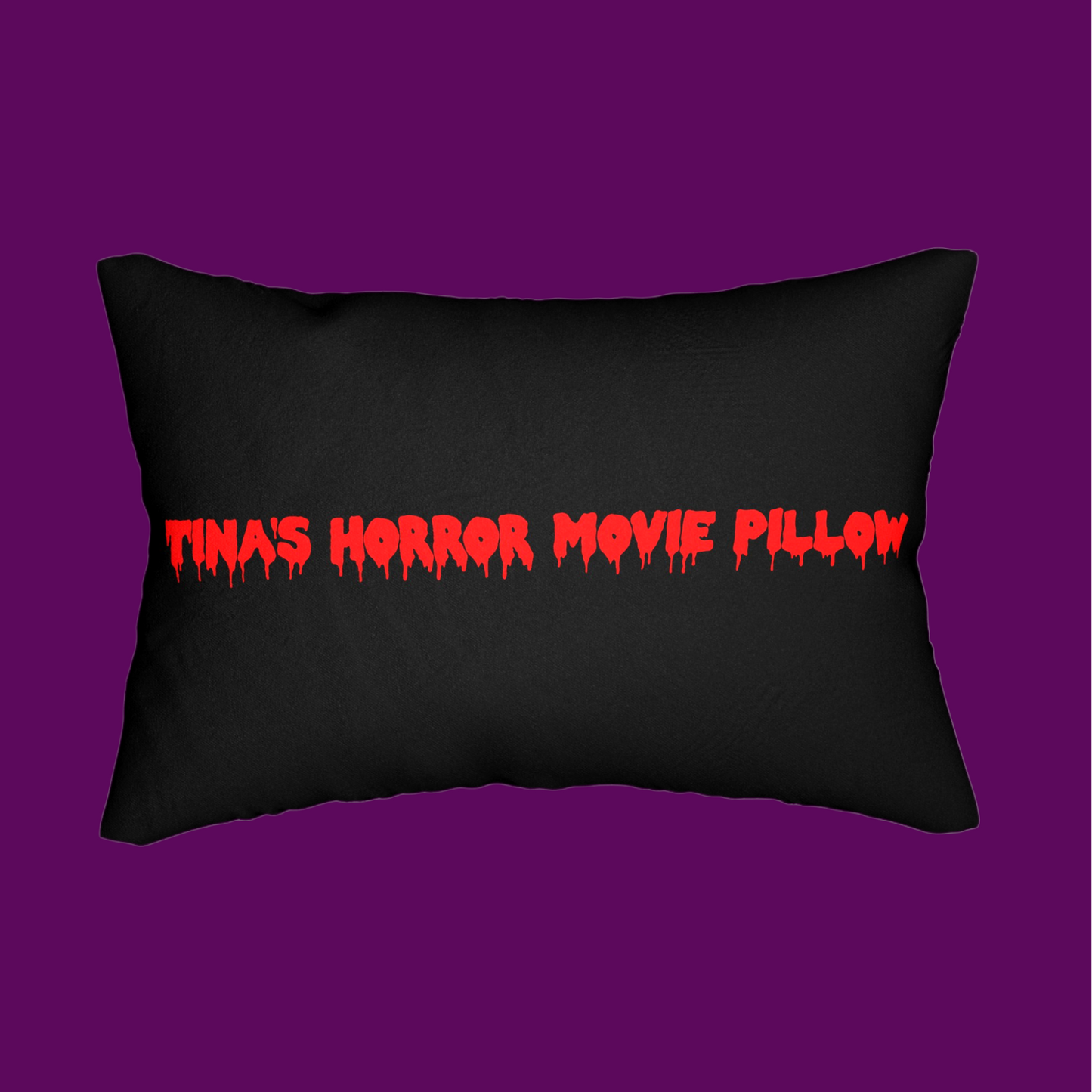 Personalized horror fan pillow featuring a vintage-style movie monster illustration. Custom gothic home decor and spooky gift idea from Fright Factory New Orleans.