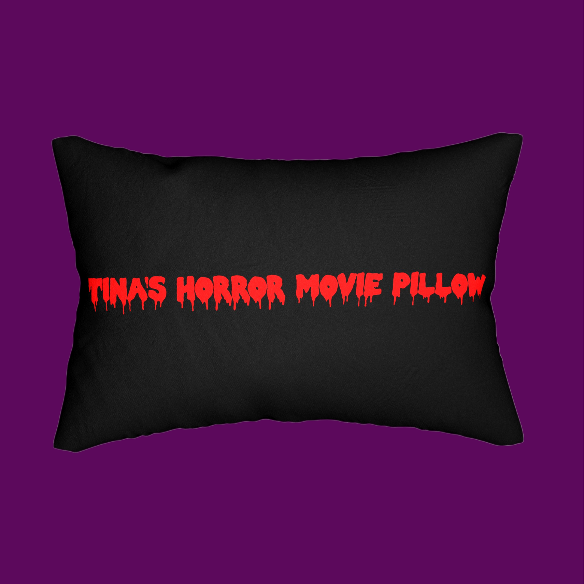 Personalized horror fan pillow featuring a vintage-style movie monster illustration. Custom gothic home decor and spooky gift idea from Fright Factory New Orleans.