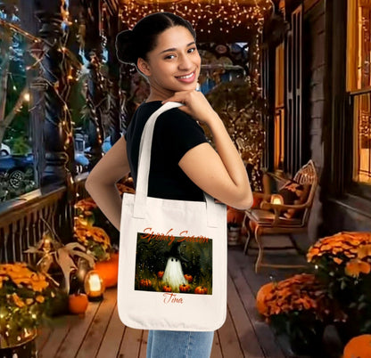 Custom Spooky Season Ghost Tote Bag | Halloween Shopper