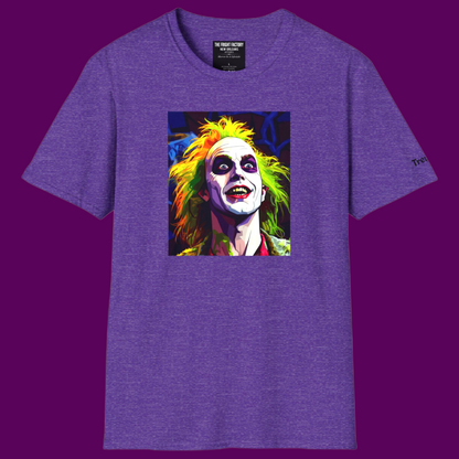 Custom pop art cottotn t-shirt of Beetlejuice personalizable in The Fright Factory New Orleans.