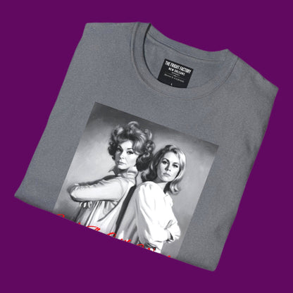 Personalized graphic t-shirt featuring the witches Endora and Samantha Stephens from the classic TV show Bewitched, styled with custom text by The Fright Factory New Orleans.