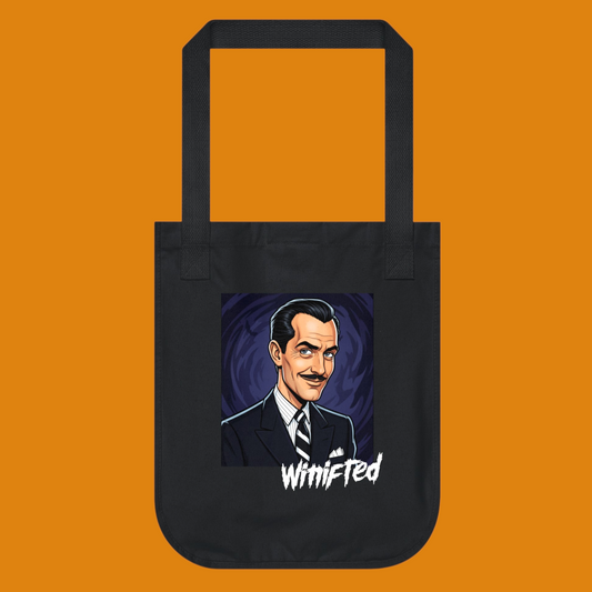 Vincent Price 100% organic cotton personalized tote bag featuring custom horror movie art from The Fright Factory New Orleans.