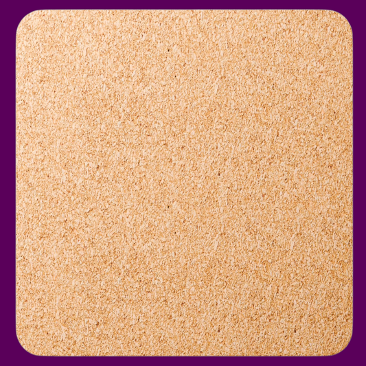 Close-up of Aunt Gladys horror coaster showing the durable non-slip cork backing and heat-resistant surface.