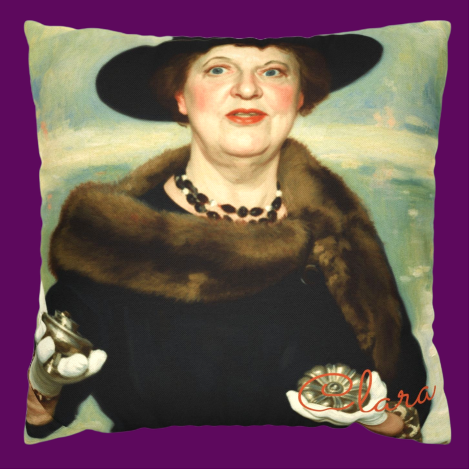 Personalized Aunt Clara Bewitched Pillowcase featuring custom retro artwork by The Fright Factory New Orleans.