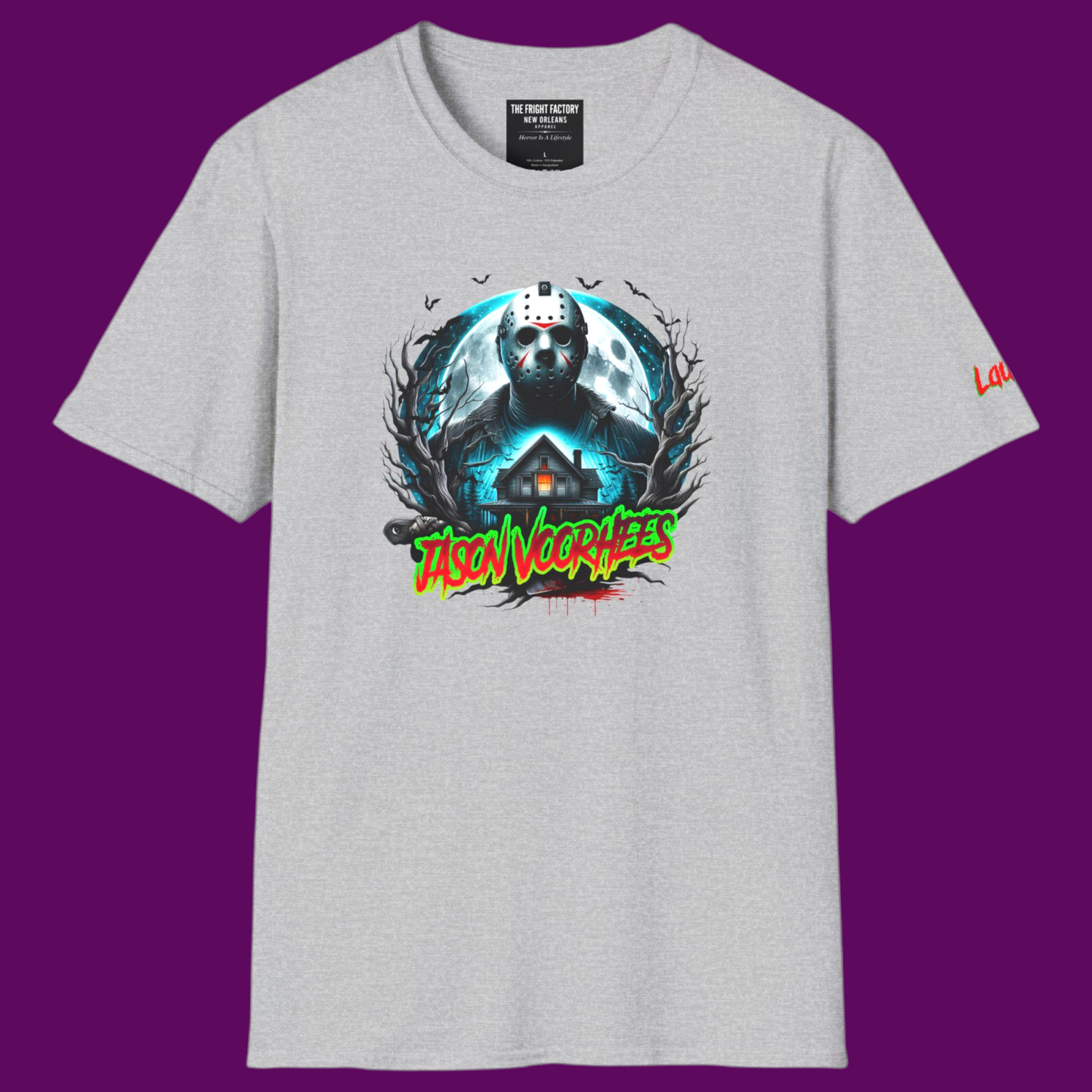 The custom Fright Factory New Orleans Jason Voorhees classic horror tee available in five color options