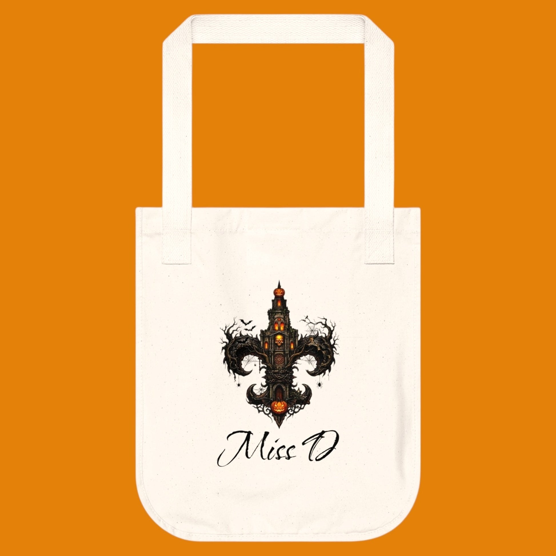 Carry your magic in style. Our Custom Gothic Fleur-de-Lis Tote features durable organic cotton & personalized text. From The Fright Factory, NOLA gift shop!