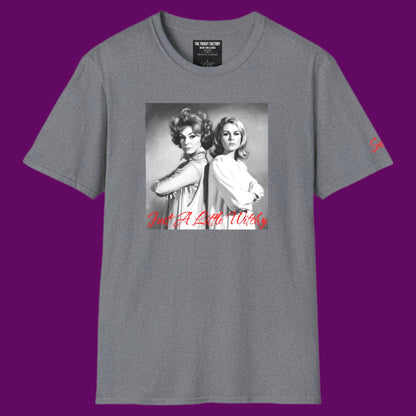 Personalized graphic t-shirt featuring the fictional witches Endora and Samantha Stephens from the classic TV show Bewitched, styled with custom text by The Fright Factory New Orleans.