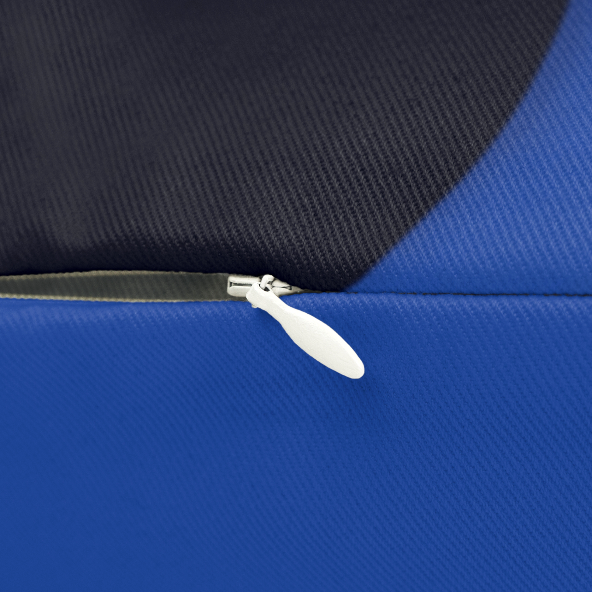 Close-up of the hidden zipper enclosure on a Fright Factory NOLA horror pillow, showing the clean, professional finish of the durable polyester cover.