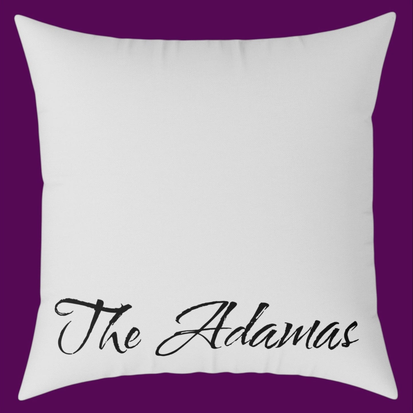 Reverse side of a gray and black personalized gothic skull damask square throw pillow from The Fright Factory New Orleans gift shop.