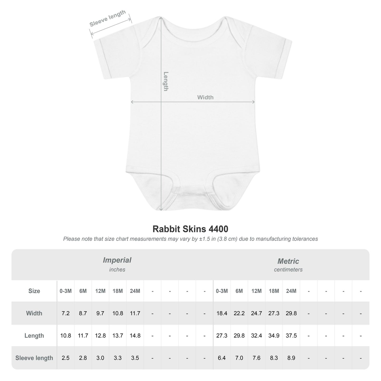 Size chart for The Fright Factory NOLA horror themed gift shop